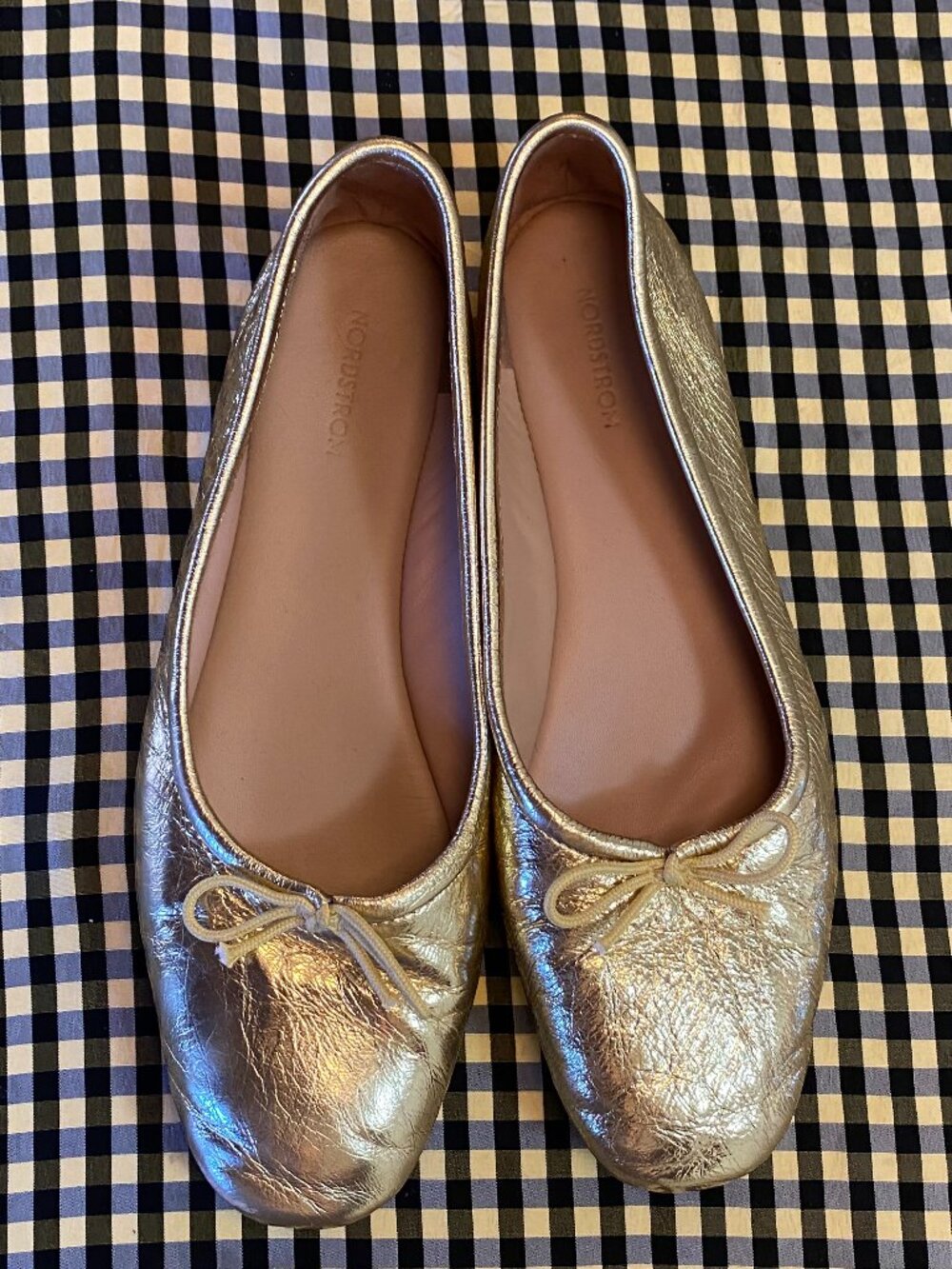 Nordstrom Noelsie Leather Gold Ballet Flats